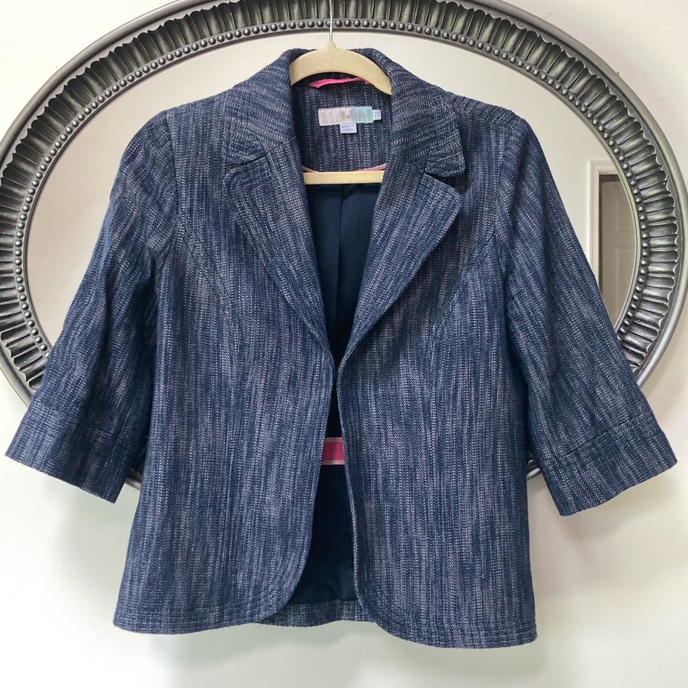 Boden Navy Heathered Cotton Blazer 6